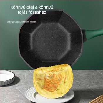 Maifan kőből készült wok, nem tapadó bevonat, nyolcszögletű forma, üvegfedél, vas test, indukciós és gáztűzhely-kompatibilis