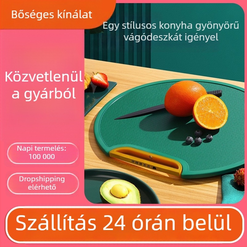Kerek műanyag vágódeszka, penészálló, csúszásmentes, kétoldalas