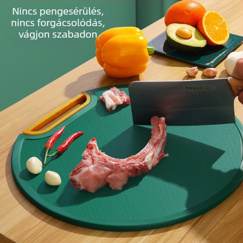 Kerek műanyag vágódeszka, penészálló, csúszásmentes, kétoldalas