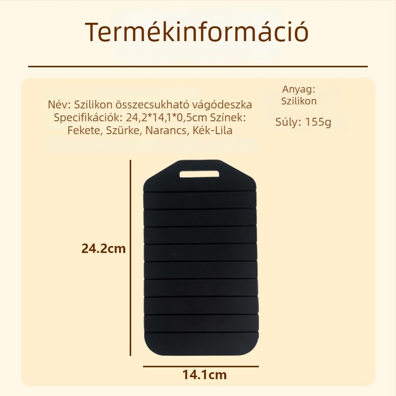 Szilikon vágódeszka, csúszásmentes, hőálló, vastag felület, összecsukható és hordozható kültéri használatra