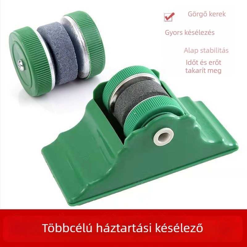 Unique rozsdamentes acélból készült konyhai késélező – körkörös rögzített szög, görgő, kétoldalas