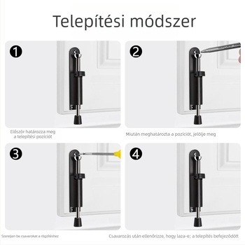Rugós ajtóstopper pedállal működtetve, ütközésvédő, szabad megállási pozíció, fúrás szükséges