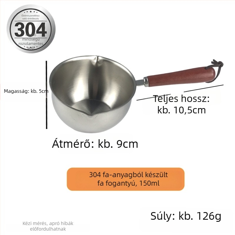 304 rozsdamentes acél olajpan kézimo fogantyúval, egységes aljzattal, gáztűzhelyhez kompatibilis, 125 g