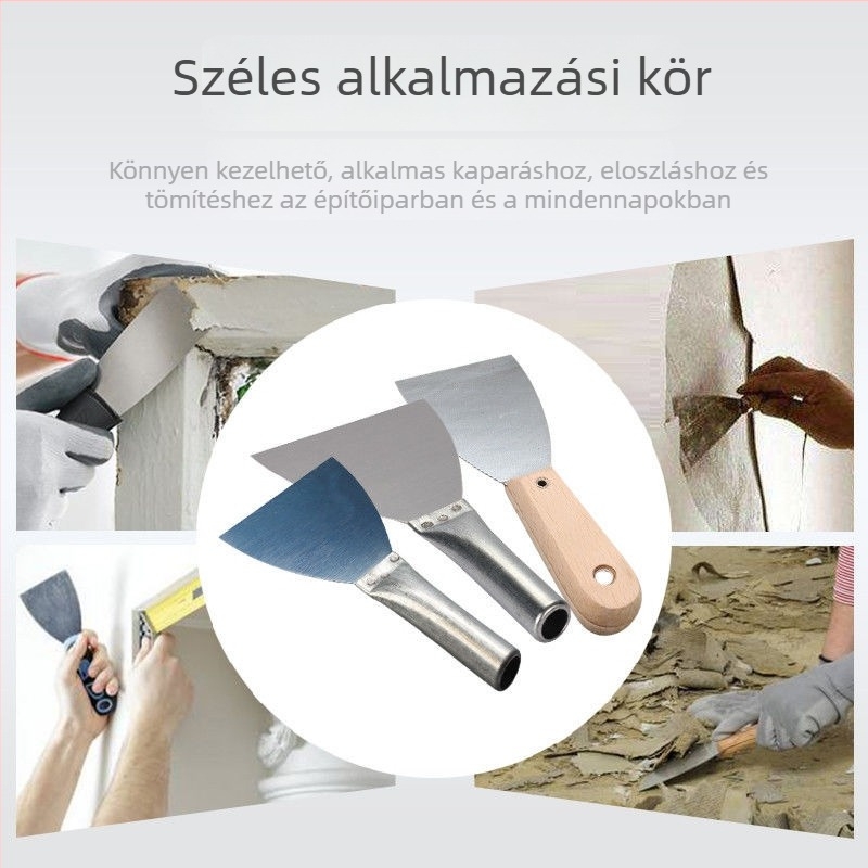 Glettelő kés acél penge, vas nyél és vas cső