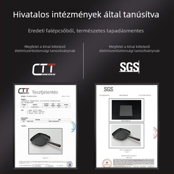 Vastagított öntöttvas steak serpenyő, bevonat nélküli, fa nyéllel, indukciós és gáztűzhelyekkel kompatibilis