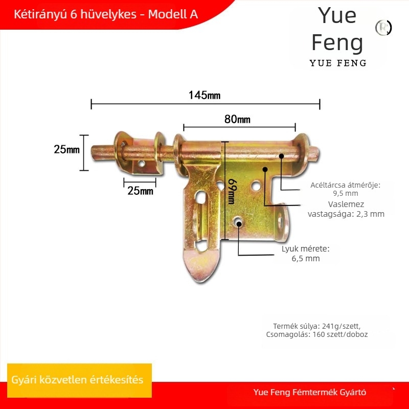 Nehéz teherbírású acél ajtózár hegesztett mechanizmussal; galvanizált felület; Yuefeng márka; modern minimalist stílus