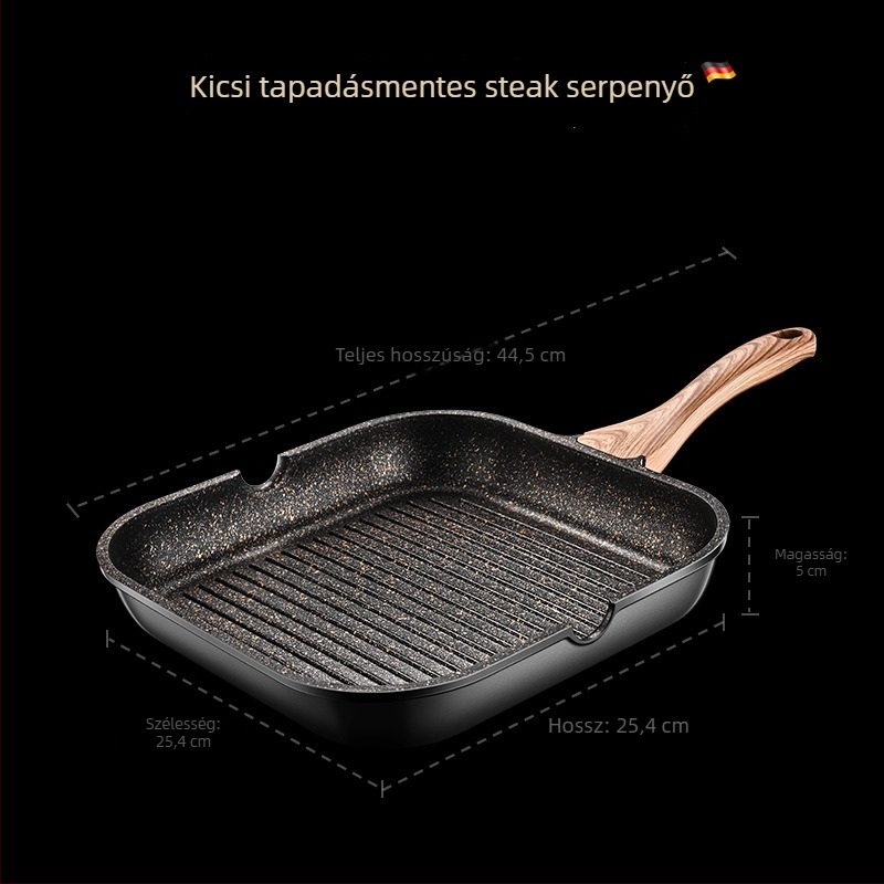 Maifan kő serpenyő, tapadásmentes, kompatibil indukciós és gáztűzhelyhez, többrétegű alja