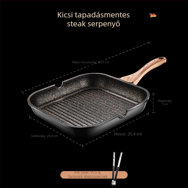 Maifan kő serpenyő, tapadásmentes, kompatibil indukciós és gáztűzhelyhez, többrétegű alja