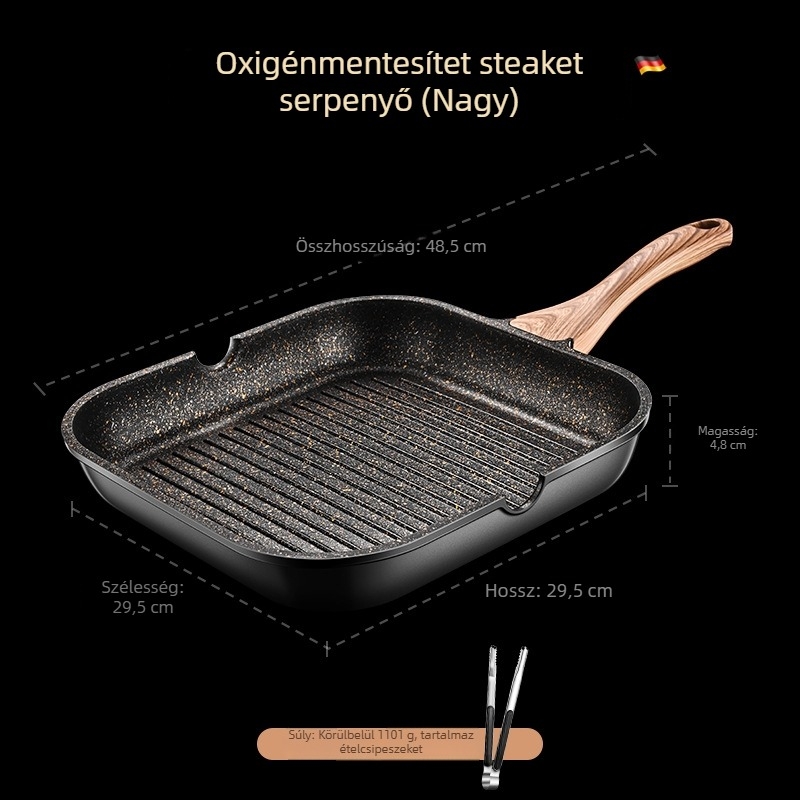 Maifan kő serpenyő, tapadásmentes, kompatibil indukciós és gáztűzhelyhez, többrétegű alja
