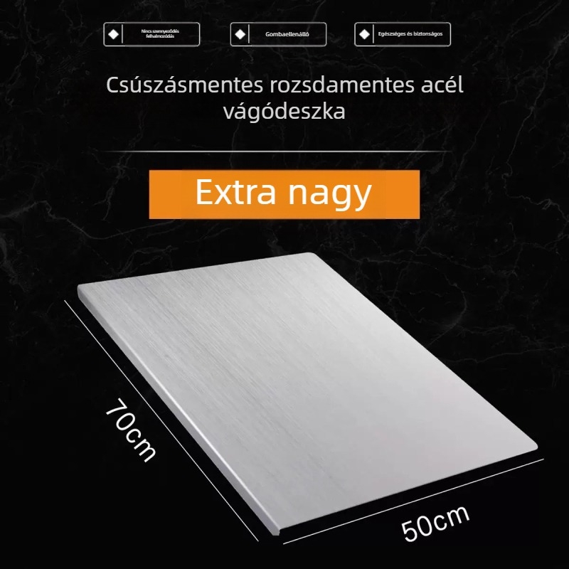 Rozsdamentes acél vágódeszka – minimalista dizájn, antibakteriális, gombaellenes, csúszásmentes
