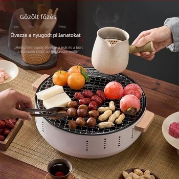 Kerek kör alakú kültéri BBQ sütő teafőzéséhez – beltéri grill, többfunkciós, hordozható, szélálló, szétszedhető (Kerek, 2kg, Többfunkciós, Hordozható, Szétszedhető)