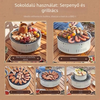 Kerek kör alakú kültéri BBQ sütő teafőzéséhez – beltéri grill, többfunkciós, hordozható, szélálló, szétszedhető (Kerek, 2kg, Többfunkciós, Hordozható, Szétszedhető)