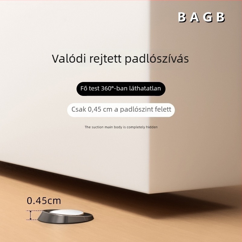 Rejtett mágneses réz ajtóstop, padlóra szerelhető, automatikus működés