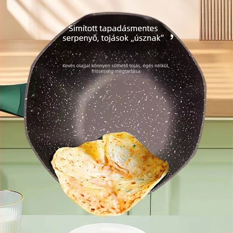 Konka titán nyolcszögletű wok antiadhéziós bevonattal, többrétegű alj, fedő temperált üvegből