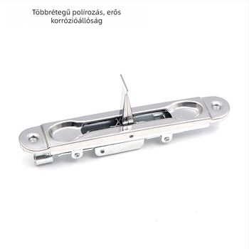 Tűzálló ajtó zár, F-típus, rozsdamentes acél, csiszolt felület, modern minimalista kialakítás