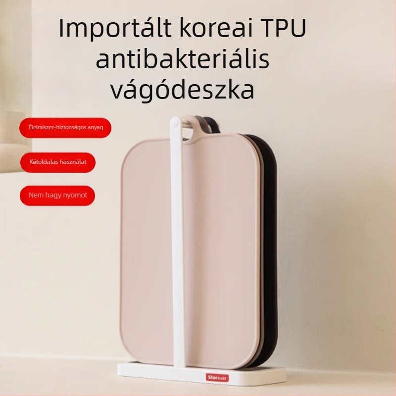 TPU vágódeszka készlet állvánnyal, élelmiszer-minőségű, kétoldalas, gyümölcsök és zöldségek számára