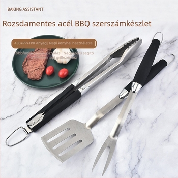 Rozsdamentes acél BBQ eszköz készlet: klip, villa és lapát – szabálytalan stílus, 30 darabos csomag