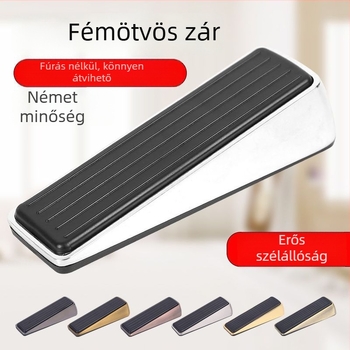 Zinkötvözet ajtóstopper csúszásmentes gumibázissal, padlóba szerelhető, ütésvédelmi védelem