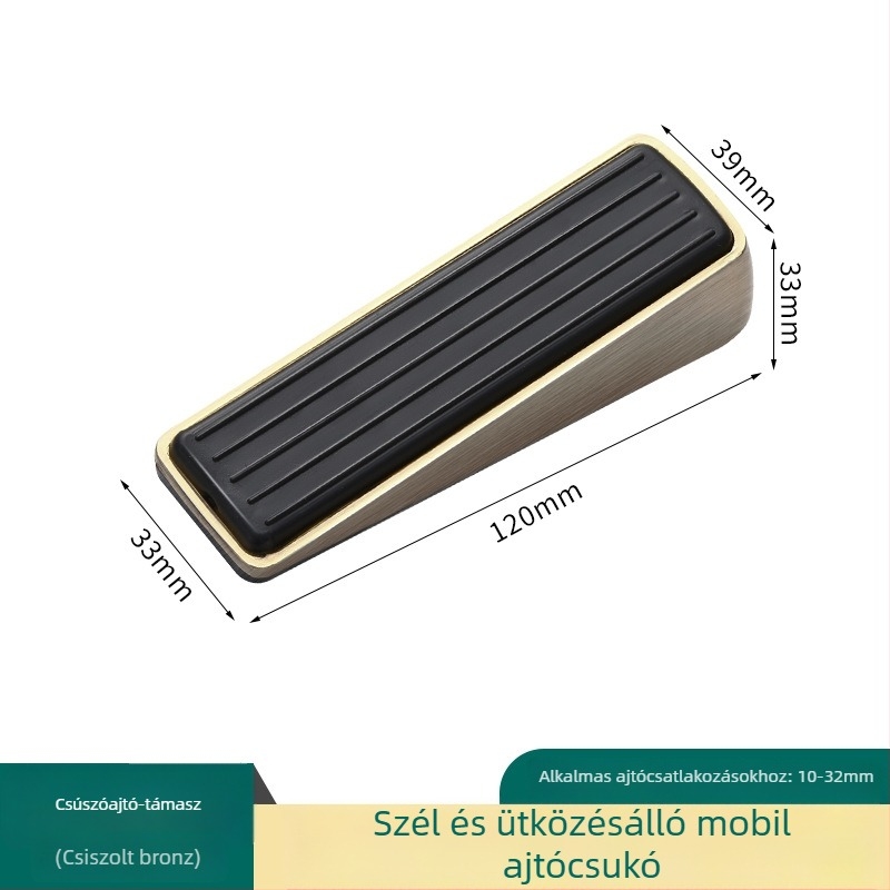 Zinkötvözet ajtóstopper csúszásmentes gumibázissal, padlóba szerelhető, ütésvédelmi védelem