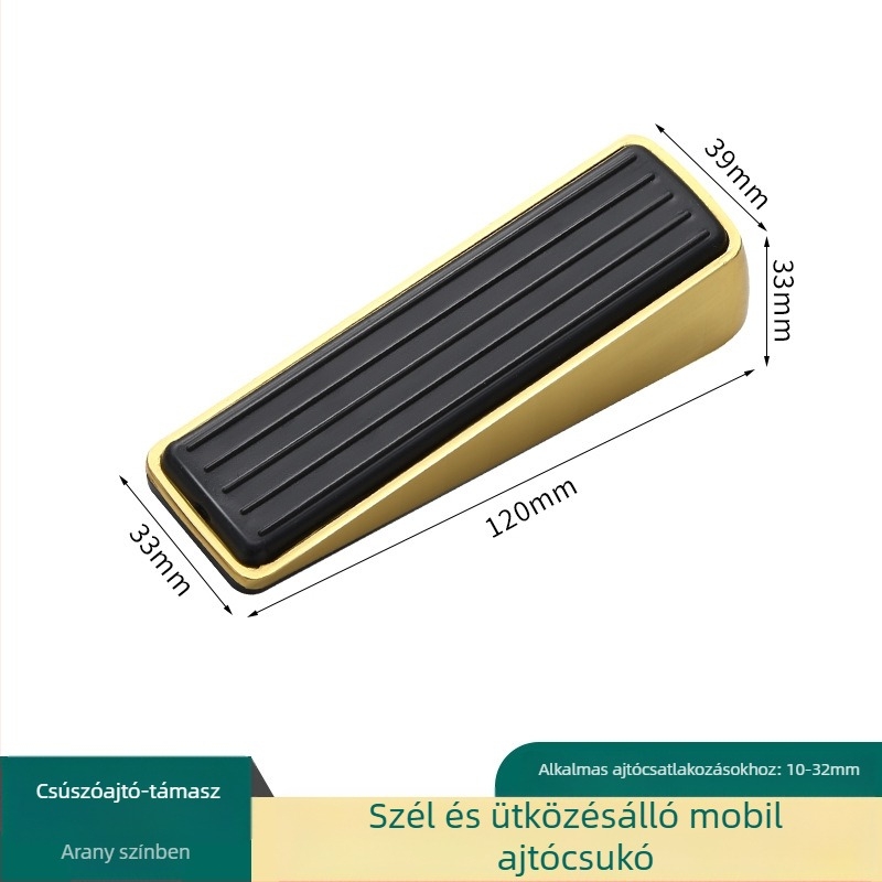 Zinkötvözet ajtóstopper csúszásmentes gumibázissal, padlóba szerelhető, ütésvédelmi védelem