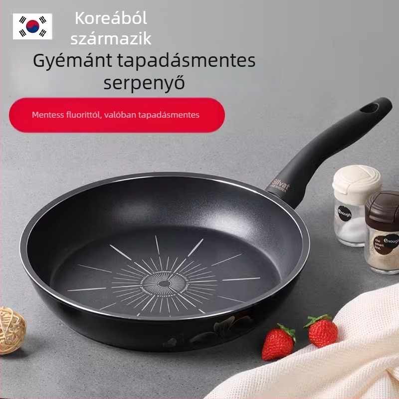 Silvat Absor Flat Frying Pan – tapadásmentes, gyógyászati kő anyag, Koreai stílus, kompatibil gáz- és indukciós főzőfelülettel