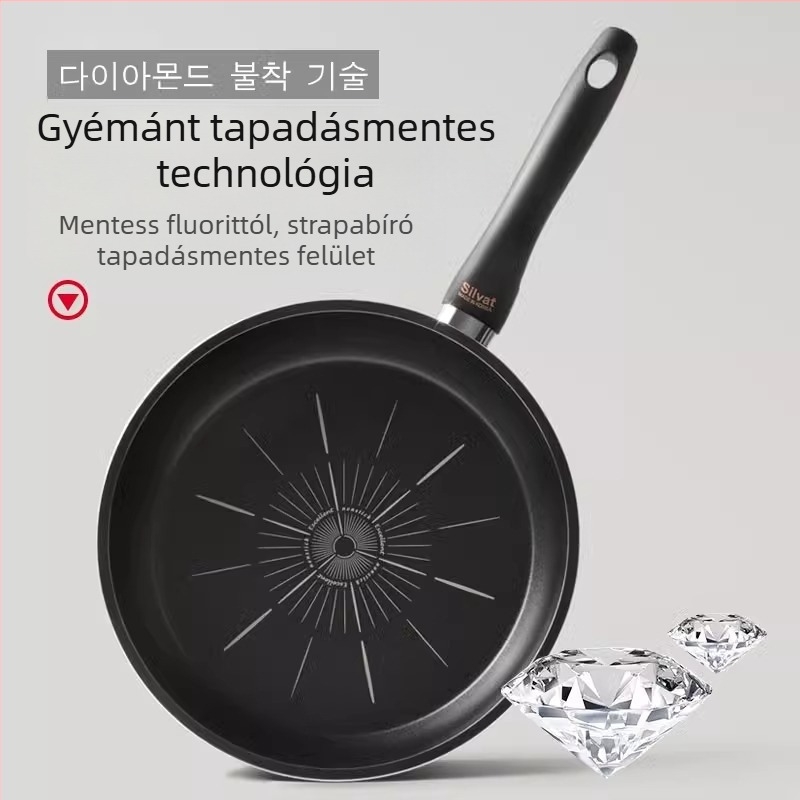Silvat Absor Flat Frying Pan – tapadásmentes, gyógyászati kő anyag, Koreai stílus, kompatibil gáz- és indukciós főzőfelülettel