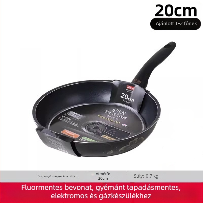 Silvat Absor Flat Frying Pan – tapadásmentes, gyógyászati kő anyag, Koreai stílus, kompatibil gáz- és indukciós főzőfelülettel