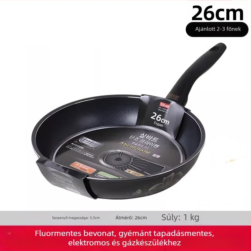 Silvat Absor Flat Frying Pan – tapadásmentes, gyógyászati kő anyag, Koreai stílus, kompatibil gáz- és indukciós főzőfelülettel