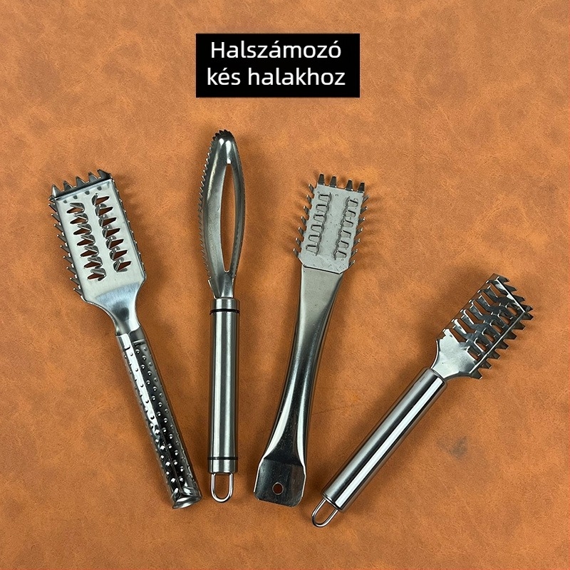 Rozsdamentes acél hal pikkely eltávolító eszköz — konyhai kütyü, multifunkcionális descaling kefe, modern minimalista dizájn, 2020-ban bemutatva