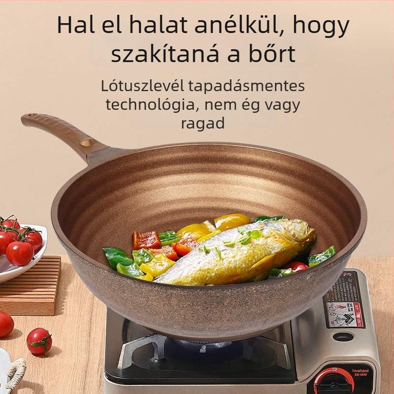 Wok HB30 | Alumíniumötvözet, többszörös alj, titanöntési bevonat, rozsdamentes acél fedél üvegablakkal