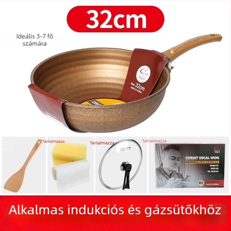 Wok HB30 | Alumíniumötvözet, többszörös alj, titanöntési bevonat, rozsdamentes acél fedél üvegablakkal