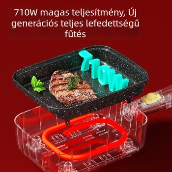 Elektromos serpenyő tapadásmentes bevonattal, alumínium ötvözet, négyszögletes aljzat, 220V, 710W