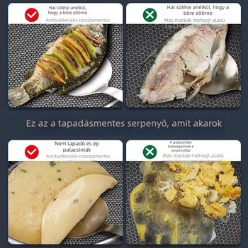 304 rozsdamentes acél serpenyő, tapadásmentes, tojás és steak sütésére, kétoldalas lapos serpenyő