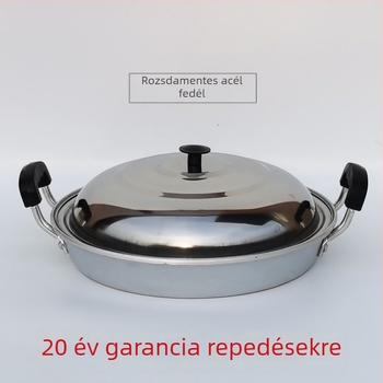 Kézzel készített alumínium serpenyő, sík aljzattal, dupla fogantyúval, tapadásmentes, kínai stílusú