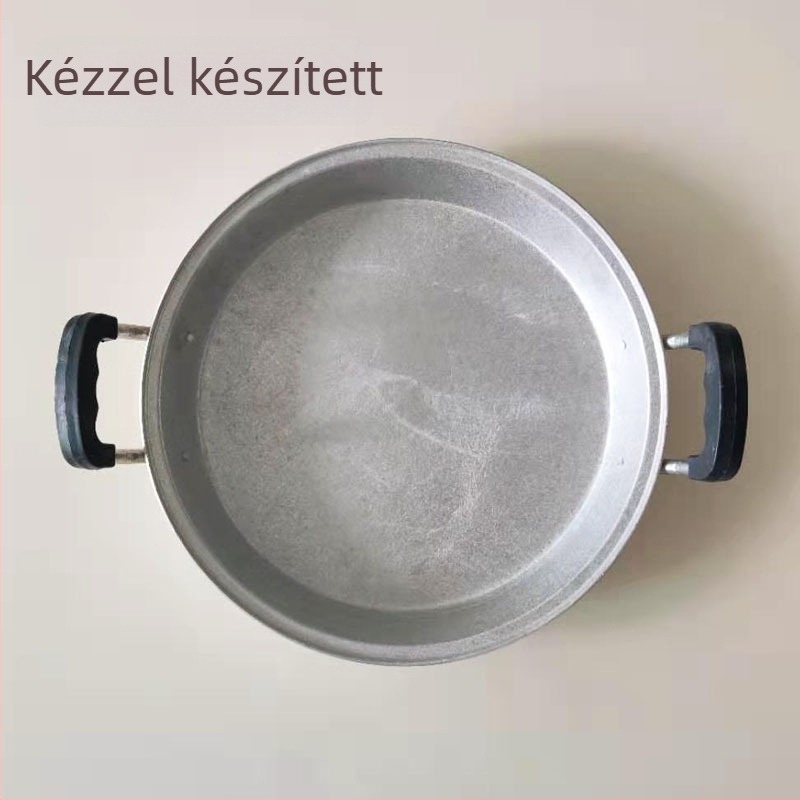 Kézzel készített alumínium serpenyő, sík aljzattal, dupla fogantyúval, tapadásmentes, kínai stílusú