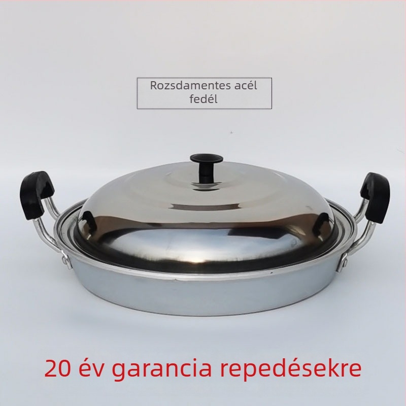 Kézzel készített alumínium serpenyő, sík aljzattal, dupla fogantyúval, tapadásmentes, kínai stílusú