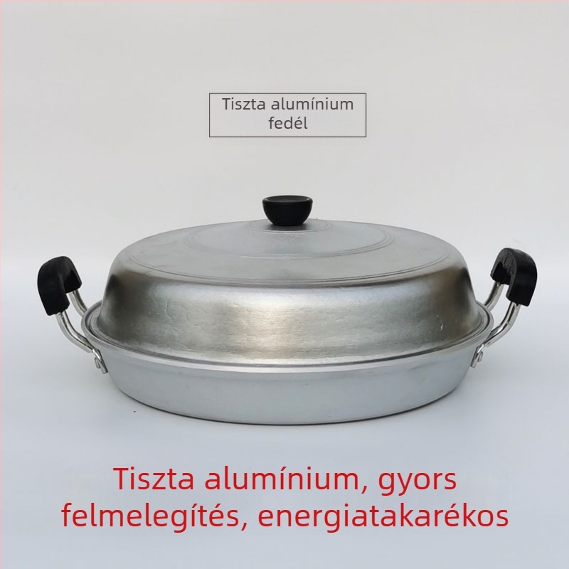 Kézzel készített alumínium serpenyő, sík aljzattal, dupla fogantyúval, tapadásmentes, kínai stílusú
