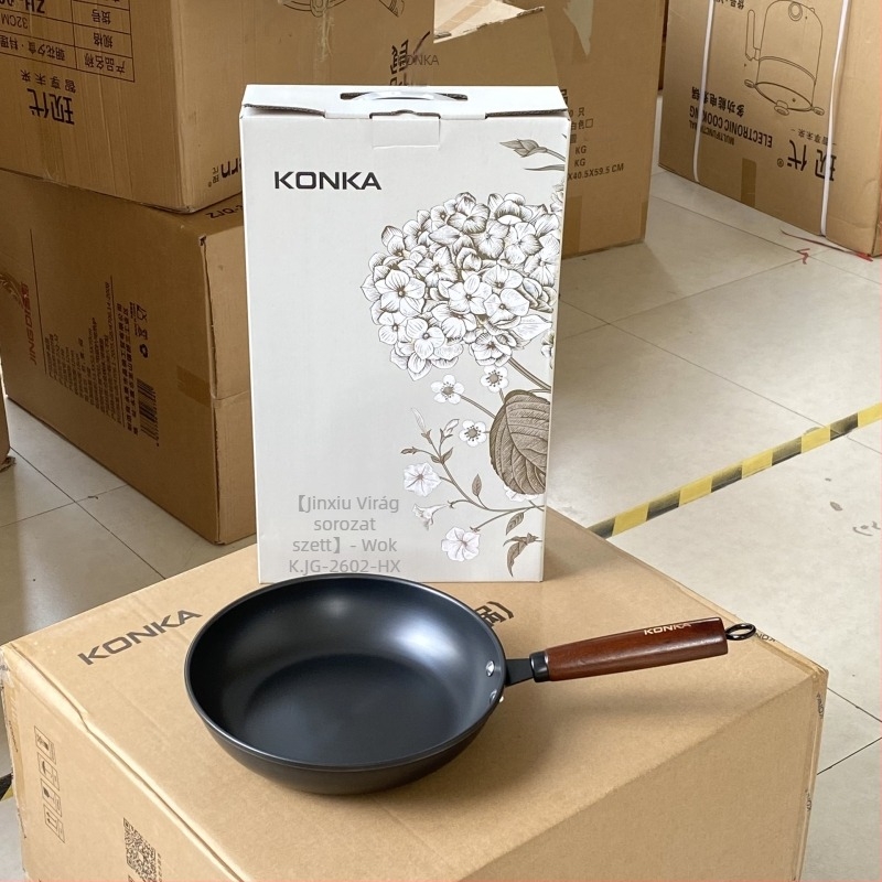 Konka Blossom sorozat bevonat nélküli öntöttvas edények kettő darabos készlet: wok és serpenyő
