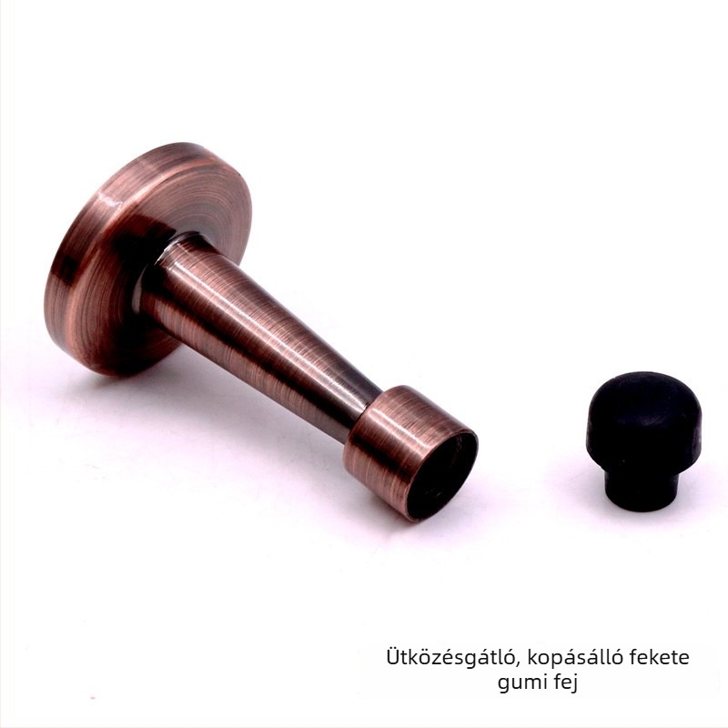 Ajtóstopper, rozsdamentes acél, kefés felület, falra szerelt, modern minimalista dizájn