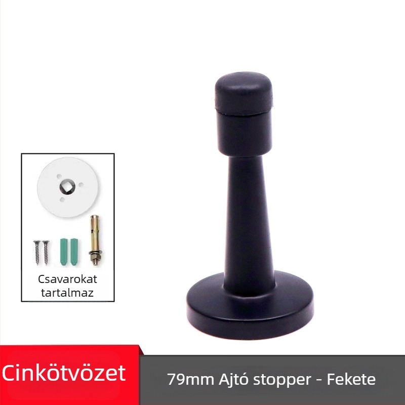 Ajtóstopper, rozsdamentes acél, kefés felület, falra szerelt, modern minimalista dizájn