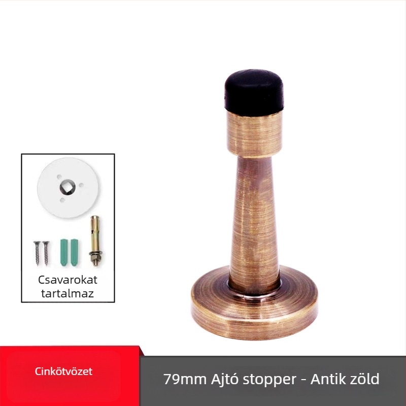 Ajtóstopper, rozsdamentes acél, kefés felület, falra szerelt, modern minimalista dizájn