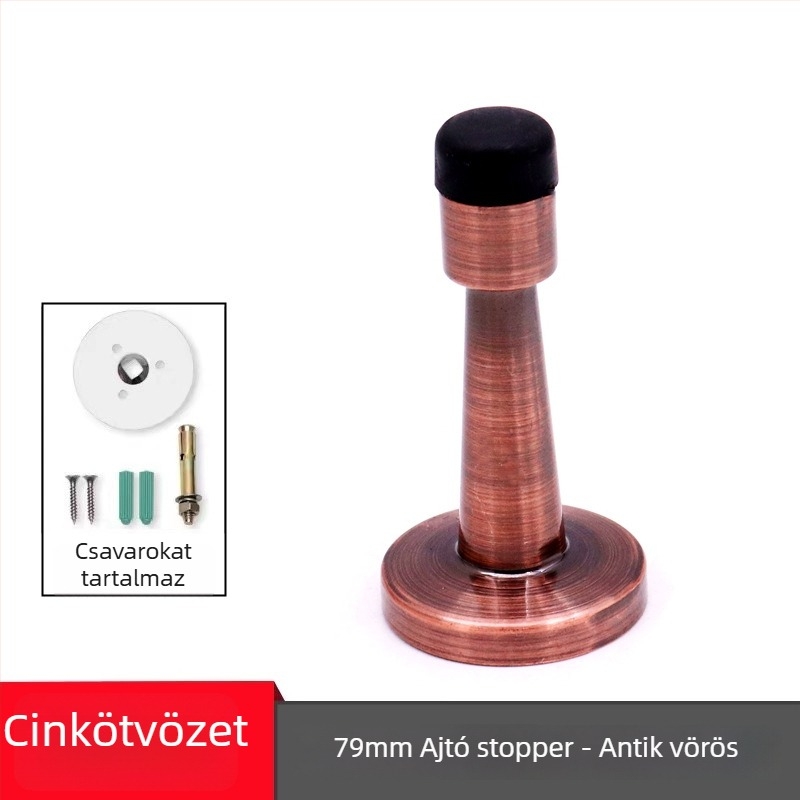 Ajtóstopper, rozsdamentes acél, kefés felület, falra szerelt, modern minimalista dizájn