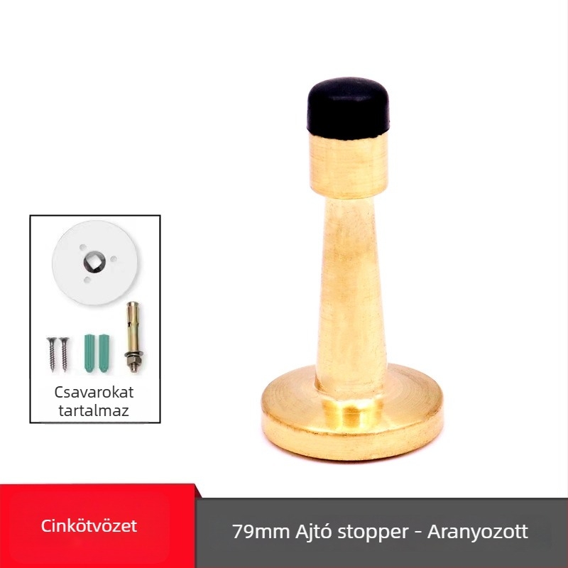 Ajtóstopper, rozsdamentes acél, kefés felület, falra szerelt, modern minimalista dizájn