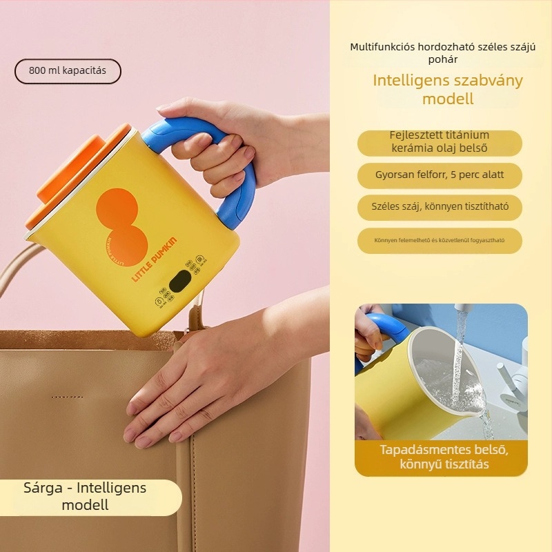 Egyszeres használatú elektromos főzőedény integrált párolással, 800 ml űrtartalom, belső edény 304 rozsdamentes acélból, mechanikus vezérlés, szigetelés, modell LB-GO8O