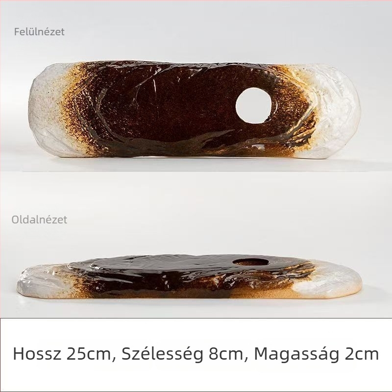 Kerámiából készült folyóvízű dekoratív edény akváriumhoz, glazúrozott felület, kézzel készített, klasszikus stílus, keringtetés és oxigenálás