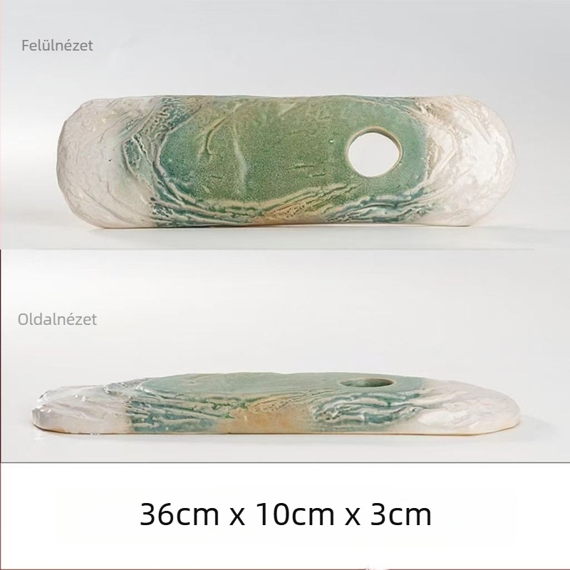 Kerámiából készült folyóvízű dekoratív edény akváriumhoz, glazúrozott felület, kézzel készített, klasszikus stílus, keringtetés és oxigenálás