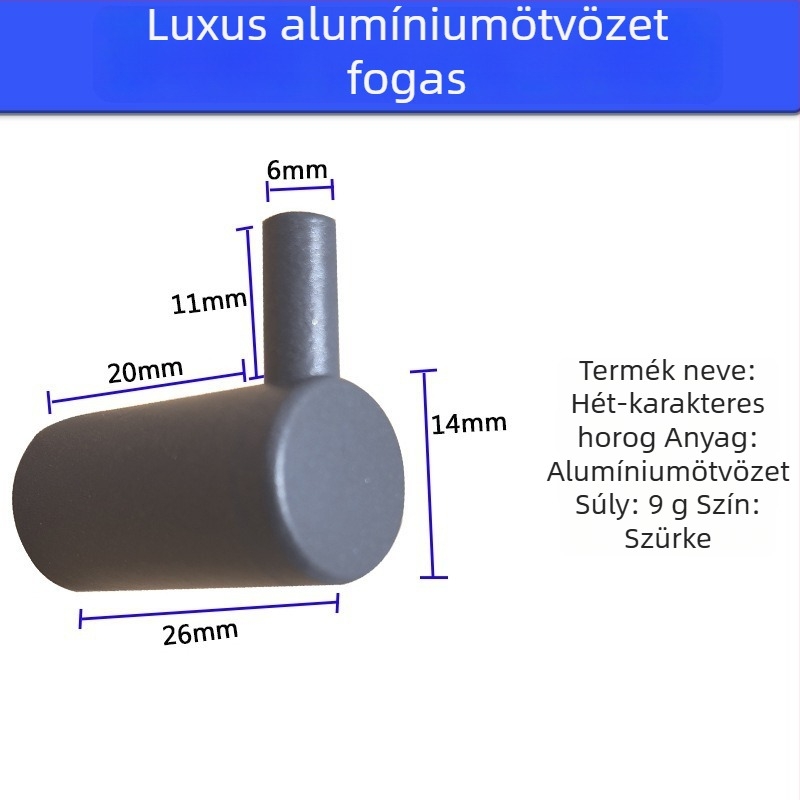 Tengming alumínium ötvözetű egyetlen fali kampó – modern minimalista stílusú, konyha és fürdőszoba számára, teherbírás 3-5 kg