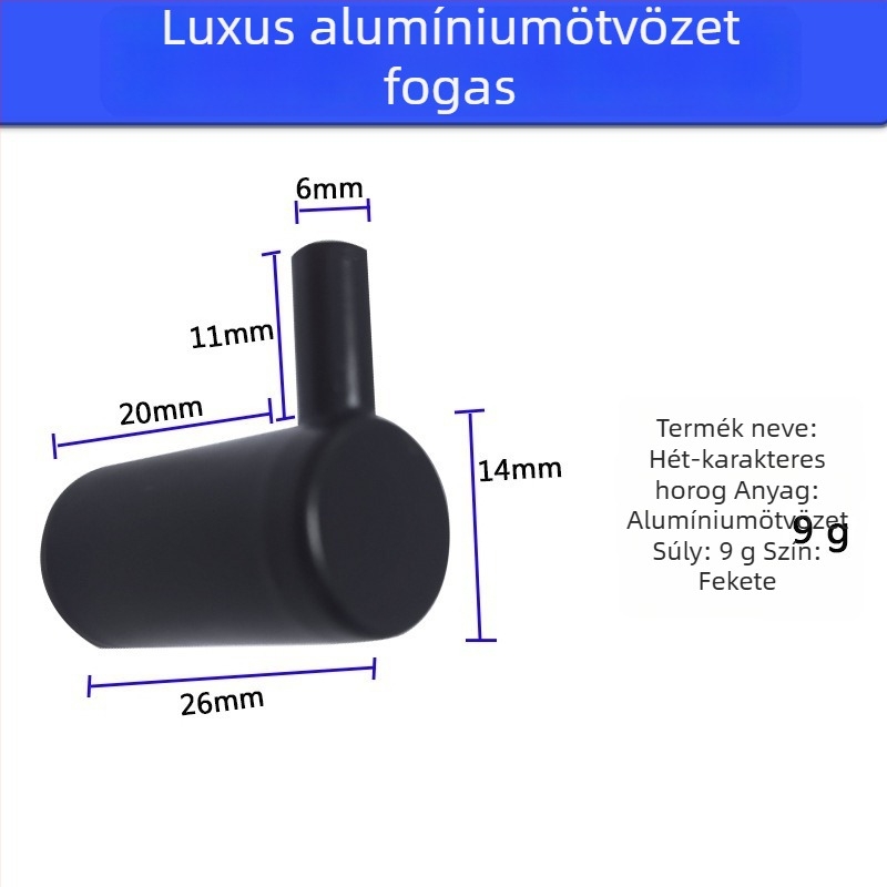 Tengming alumínium ötvözetű egyetlen fali kampó – modern minimalista stílusú, konyha és fürdőszoba számára, teherbírás 3-5 kg
