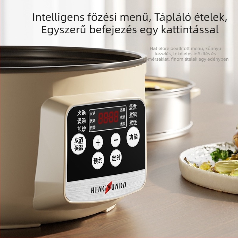Elektronikus melegítőedény bevont belsővel, 801–1000W, 3–4L, LCD kijelző, időzítő és programozási funkció, Ali Xiaozhi intelligens vezérlés, 220V