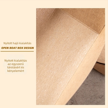 Egyszer használatos Kraftpapír hajó doboz, nyitott tál, 10 csomag, logónyomtatás és testreszabás elérhető